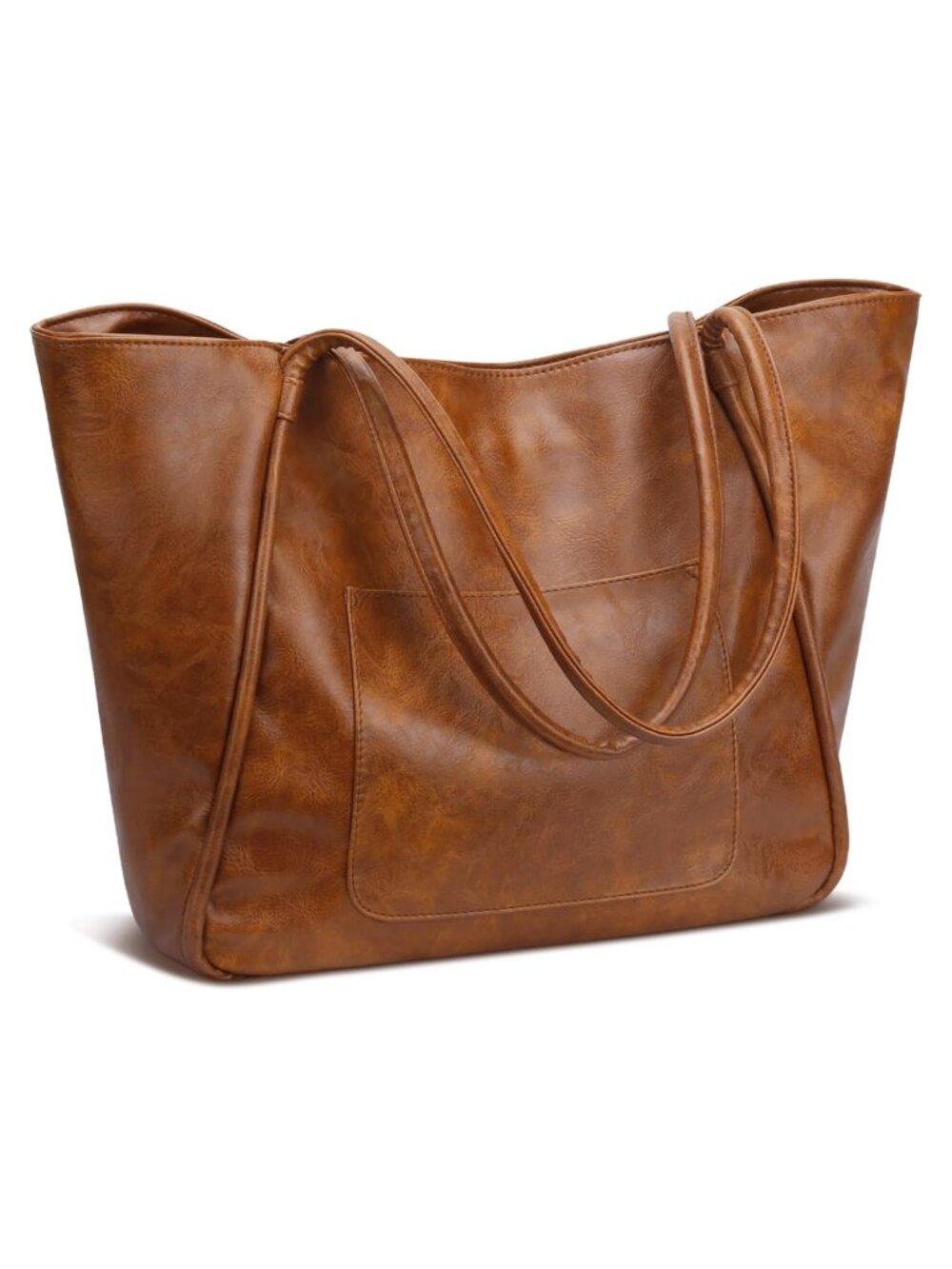 Large Tote Bag for Women with Zipper PU Leather Travel Purse Handbag
